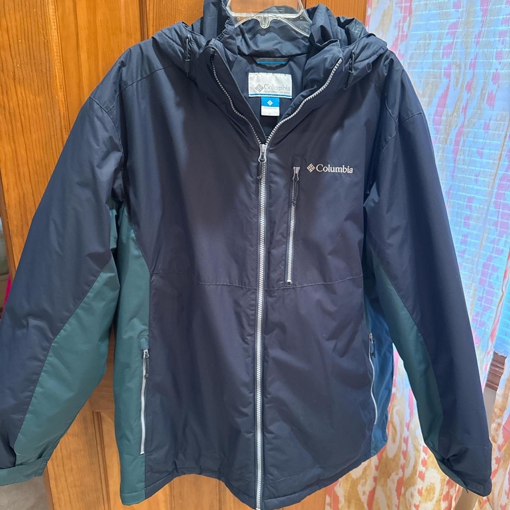 Columbia Navy and Green Hooded Jacket